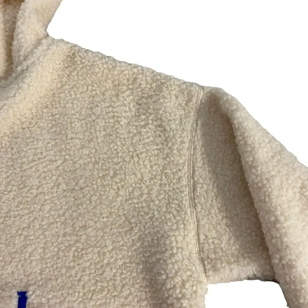 Wild Fable Sherpa Jacket Womens Medium Hooded Cream Pocket Zip Cozy Pullover - Picture 11 of 16